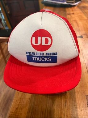 UD Nissan vintage Diesel America Red Trucker Hat